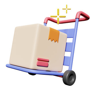 Trolley and Cardboard 3D Icon