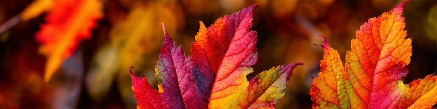 Illustration photo of Colorful autumn foliage close up, ultrawide