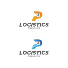 letter p logistics company logo design template