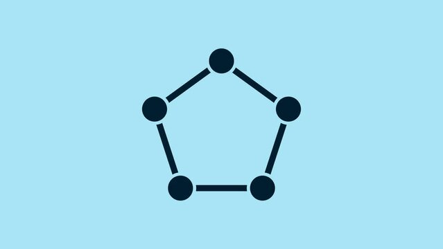 Blue Geometric figure Pentagonal prism icon isolated on blue background. Abstract shape. Geometric ornament. 4K Video motion graphic animation