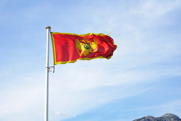 Montenegro flag flying in the wind