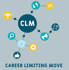 CLM - Career Limiting Move acronym. business concept background. vector illustration concept with keywords and icons. lettering illustration with icons for web banner, flyer, landing pag