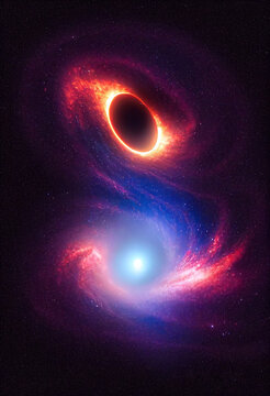 Rendering of the black hole of the galaxy in the starry skl Generative AI Content by Midjourney