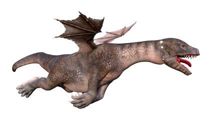 3D Rendering Fairy Tale Dragon on White