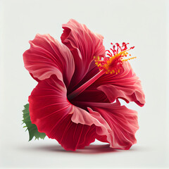 Hibiscus flower | Red hibiscus flower | Shoeblackplant | Hibiscus rosa-sinensis | Chinese rose | Hibiscus tea | AI Generative | Hyper realistic | Photorealism - obrazy, fototapety, plakaty