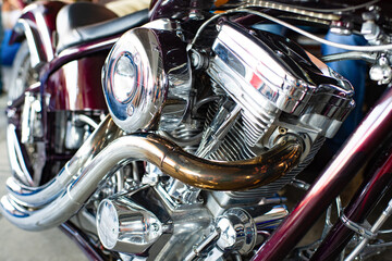 Custom motorcycle custombike metal chrome engine part detailed