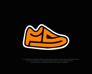 fs letter with shoes logo design,Creative wordmark logo
