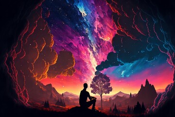 Silhouetted Solitude: A Mountain Sunset