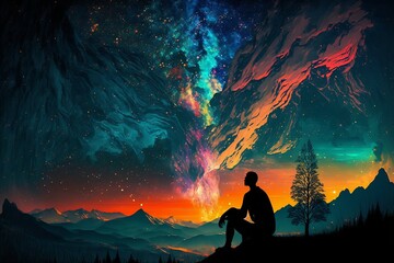 Silhouetted Solitude: A Mountainous Journey Through Night and Day