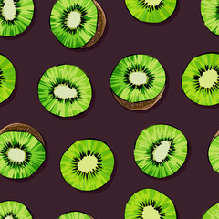 Seamless vector background. Kiwi fruit. green juicy fruit