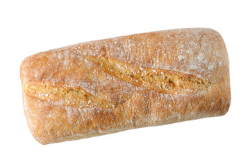 Fresh baked ciabatta loaf wheat bread isolated 