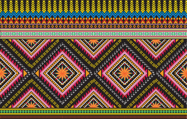 Gypsy pattern tribal ethnic motifs geometric vector background. Doodle gypsy geometric shapes sprites tribal motifs clothing fabric textile print traditional design with triangles
