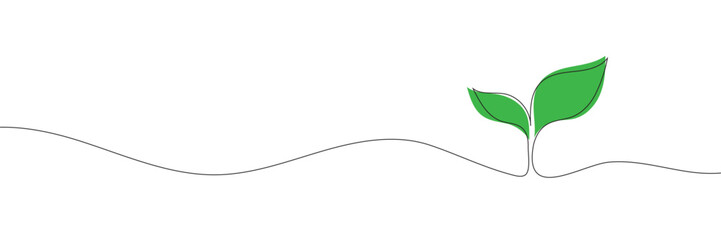 Single continuous line art sprout growth isolated on white background. Vector illustration