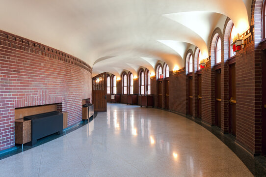 historic church foyer and entrance with arched windows and vaulted ceilings in lincoln park chicago 