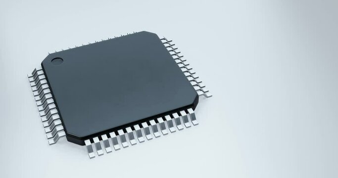  3d render of microchip or semiconductor chip, for computing.