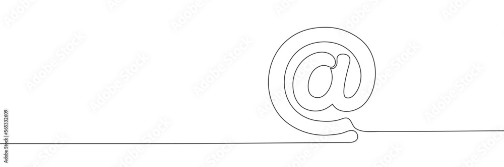 Poster continuous mail rendering. one line email icon. vector illustration