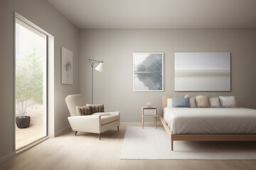 Naklejka na ściany i meble Elegant Modern Design Room, AI Rendering