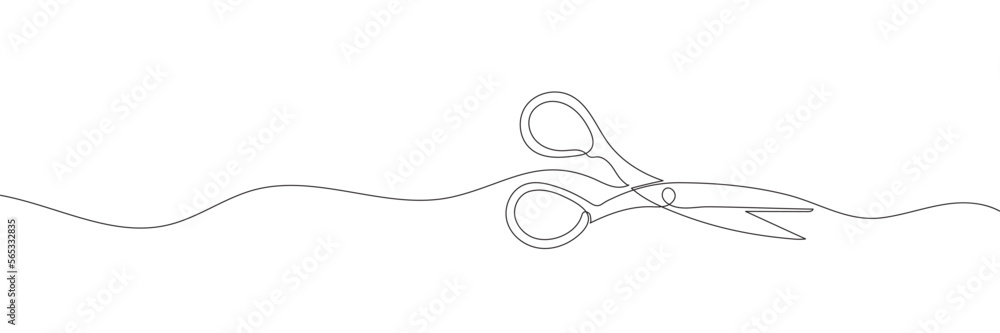 Poster continuous scissors with one line on a white background