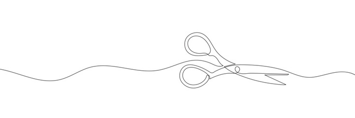 Continuous scissors with one line on a white background