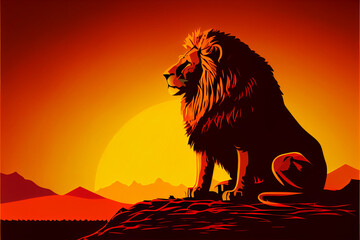 Lion Silhouette Artwork, lions simple drawing outline by Generative AI
