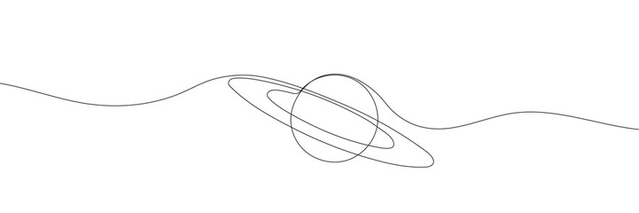 Continuous one line drawing Saturn Planet. Vector illustration. © dariachekman