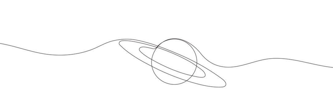 recommend clip art: Continuous one line drawing Saturn Planet. Vector illustration.