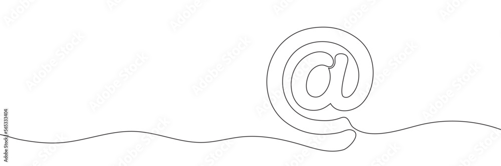 Poster continuous mail rendering. one line email icon.