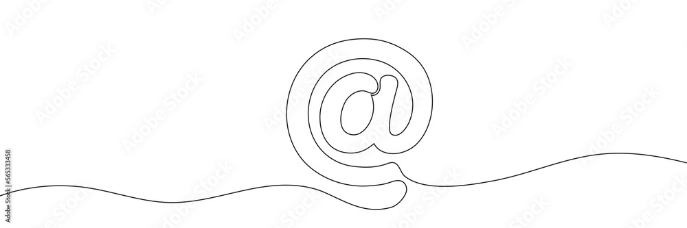 Poster continuous mail rendering. one line email icon.