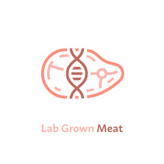 Lab grown meat sign. Editable vector illustration