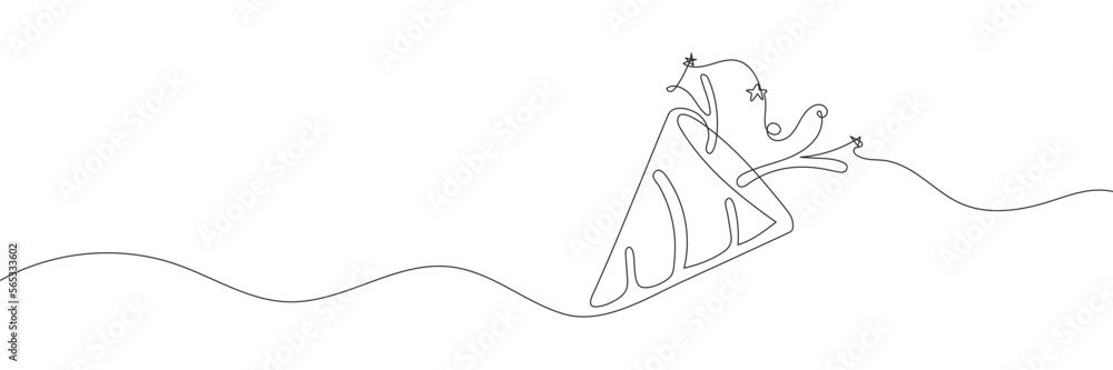 Poster party popper one line with ribbon and confetti. continuous line popper party.