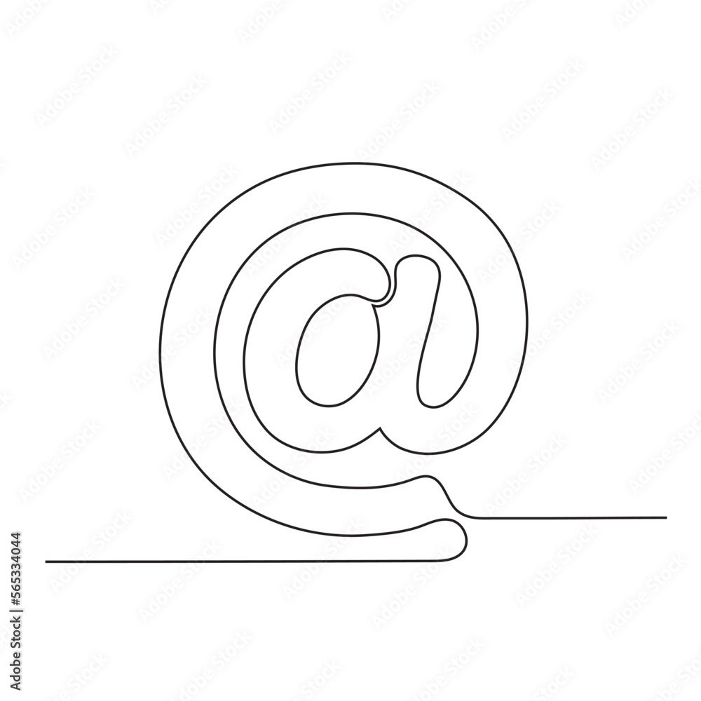 Poster continuous mail rendering. one line email icon.