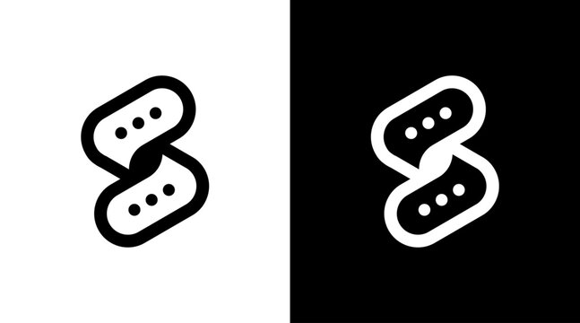 chatting logo monogram S letter initial black and white icon illustration style Designs templates