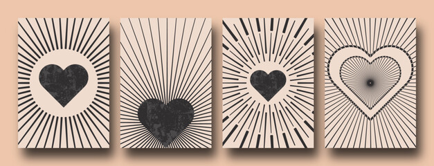 Ornate Happy Valentine's day greeting cards. Trendy Boho Valentine  art templates. -- good for social media posts, posters and prints.