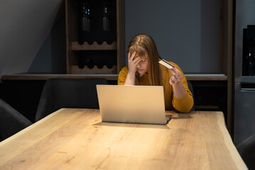 Young business frustrated woman annoyed and angry because bank canceled her credit card due to...