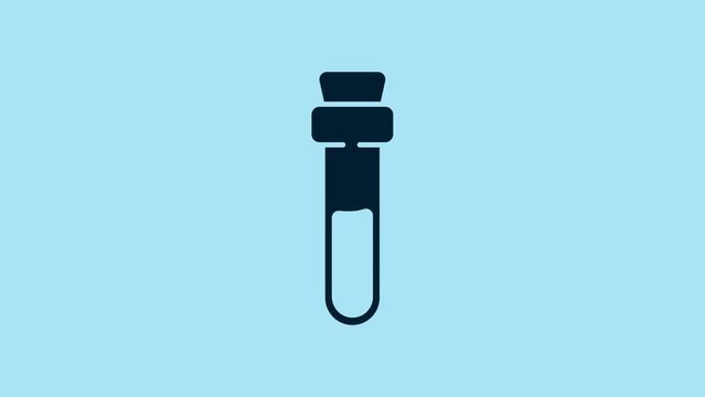 Blue Bottle with love potion icon isolated on blue background. Valentines day symbol. 4K Video motion graphic animation