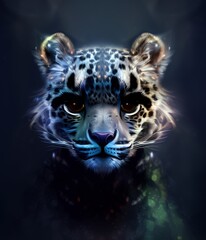 Portrait of a Anthropomorphic leopard. Digital illustration. Generative AI.