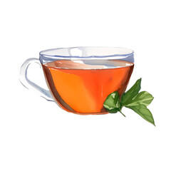 tea digital drawing with watercolor style illustration
