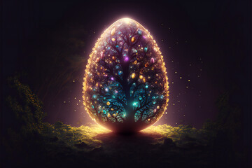 Minimal abstract Easter Egg tree glowing