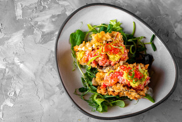 Spicy Shrimp Tacos with vegetables and Salsa