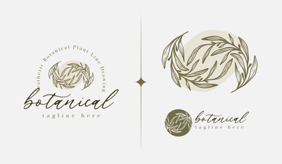 Leaf Flower Tree monoline Logo Template. Universal creative premium symbol. Vector illustration. Creative Minimal design template. Symbol for Corporate Business Identity