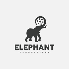 Obraz premium Elephant Cinema Logo Template. Film Production Logo, Animal Film Camera Logo Template