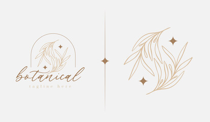 Leaf Flower Tree monoline Logo Template. Universal creative premium symbol. Vector illustration. Creative Minimal design template. Symbol for Corporate Business Identity