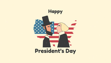 president's day background with flat illustration and grunge texture. Vector illustration