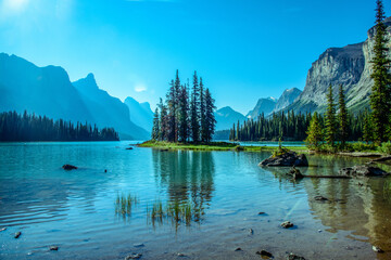 Spirit island on Maligne Lake