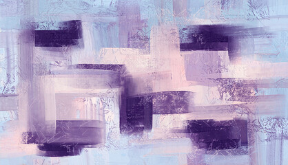 Violet abstract paint strokes, oil painting on canvas. Artistic texture, brush doubs and smears grungy background