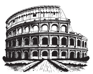 Colosseum abstract sketch hand drawn in doodle style Vector illustration - obrazy, fototapety, plakaty