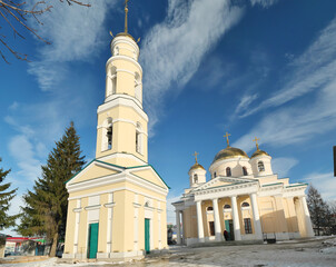 The Church of the Nativity of Christ in the village of Tsarevshchyna, Samara region. On a sunny...