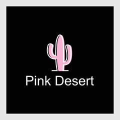 cactus logo template design vector in pink color