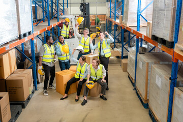 Workers in a food distribution warehouse