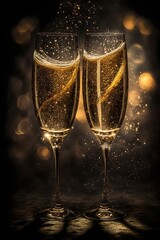 two glasses of champagne, new year celebration, Generative AI